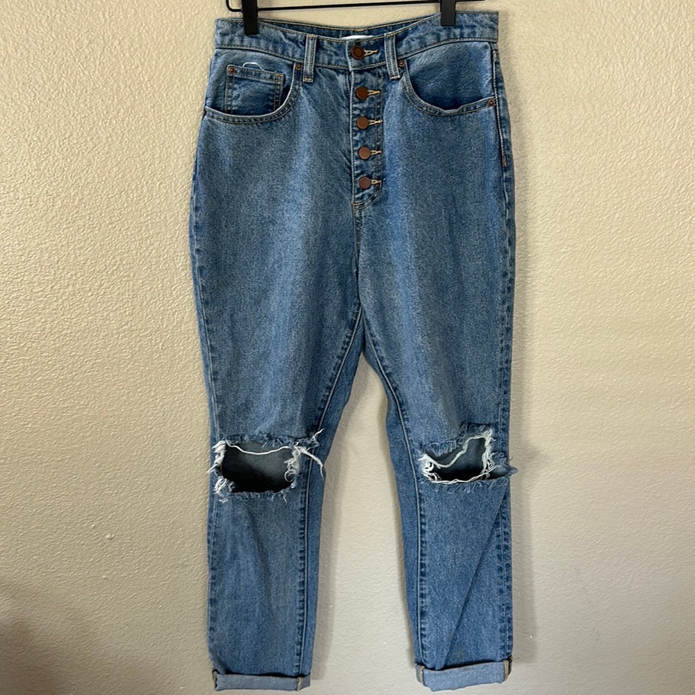 WeWoreWhat Distressed Cuffed Button Fly Jeans Size 26